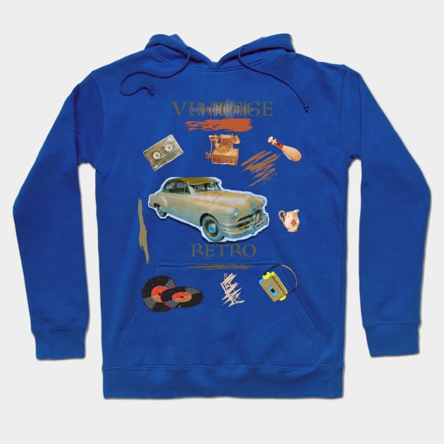 Vintage retro car desing Hoodie by LuluCybril